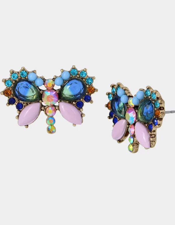 Betsey Johnson Betsey Love Fest Butterfly Stud Earrings Pastel Multi Clearance