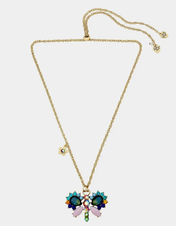 Betsey Johnson Betsey Love Fest Butterfly Slider Necklace Pastel Multi Clearance