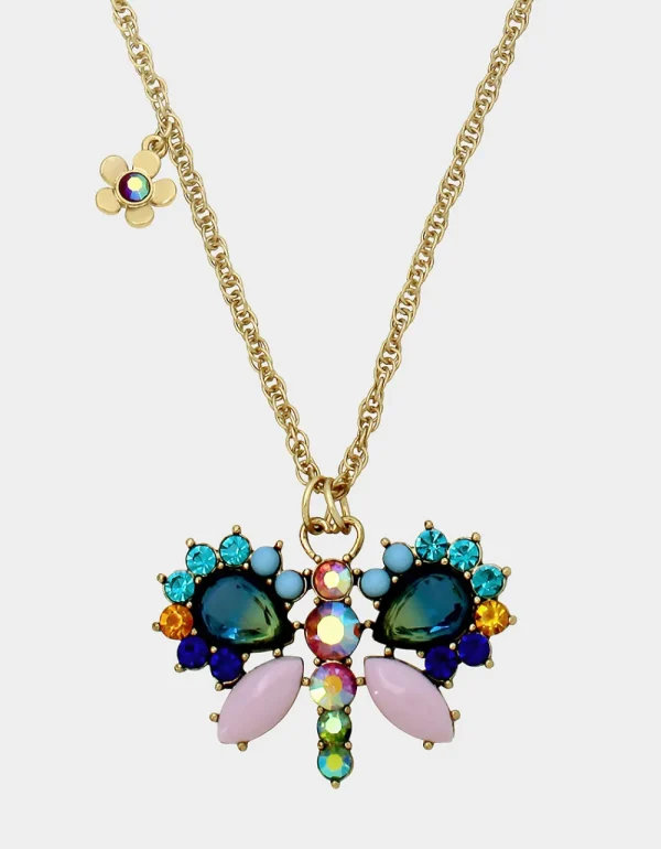 Betsey Johnson Betsey Love Fest Butterfly Slider Necklace Pastel Multi Clearance