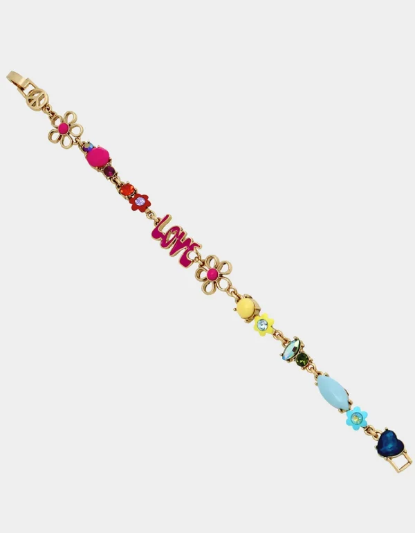 Betsey Johnson Betsey Love Fest Mixed Flex Bracelet Pastel Multi New