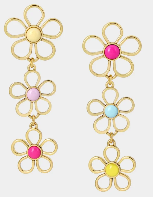 Betsey Johnson Betsey Love Fest Open Heart Linear Earrings Pastel Multi Outlet