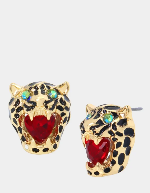 Betsey Johnson Betseys Cheetah Studs Red Store