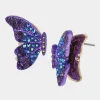 Betsey Johnson Betseys 3D Butterfly Studs Purple Hot