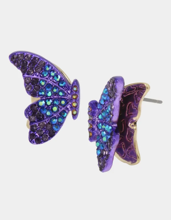 Betsey Johnson Betseys 3D Butterfly Studs Purple Hot