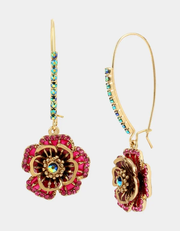 Betsey Johnson Betseys Flower Hook Earrings Multi Best Sale