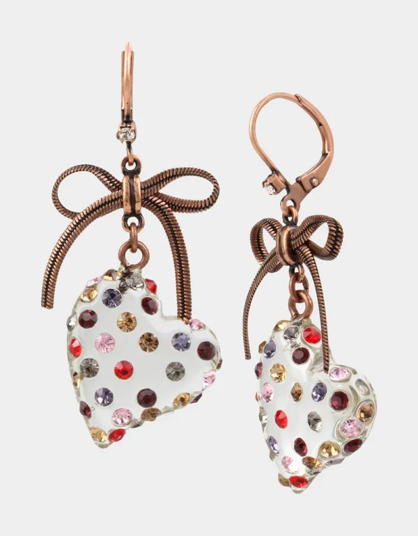 Betsey Johnson Betseys Lucite Heart Drop Earrings Multi Cheap