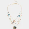 Betsey Johnson Betseys Mixed Flower Heart Illusion Necklace Multi Store