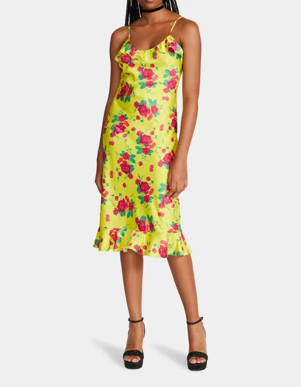 Betsey Johnson Betseys Painted Rose Midi Dress Lime Shop