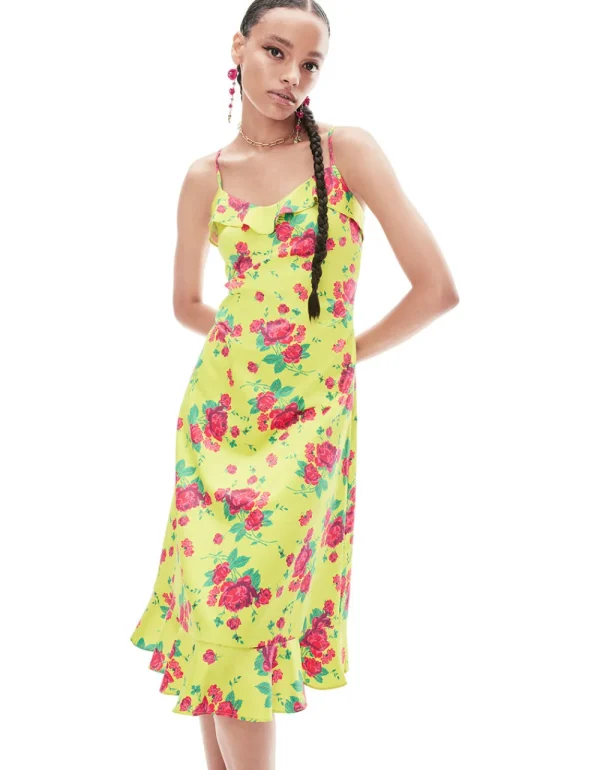 Betsey Johnson Betseys Painted Rose Midi Dress Lime Shop