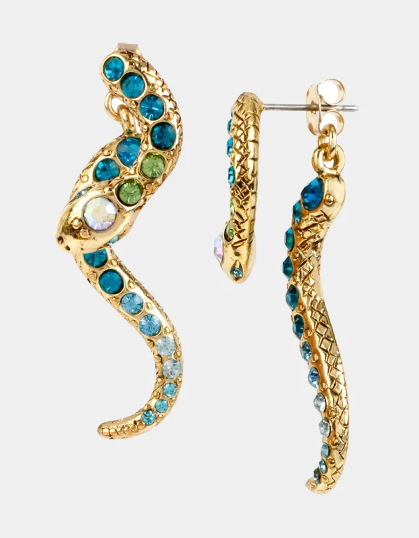 Betsey Johnson Betseys Slithering Snake Earrings Blue Store