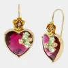 Betsey Johnson Betseys Stone Heart Drop Earrings Multi Flash Sale