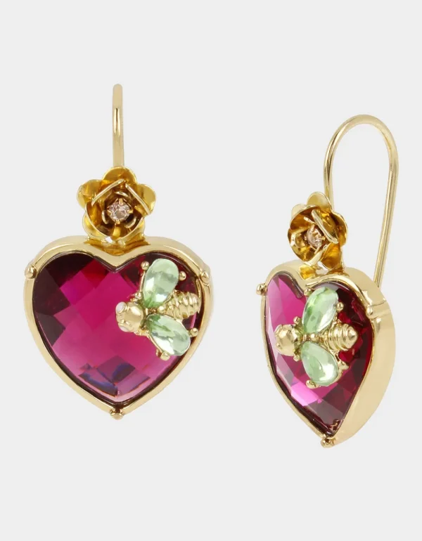 Betsey Johnson Betseys Stone Heart Drop Earrings Multi Flash Sale