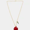 Betsey Johnson Charm School Apple Pendant Red New