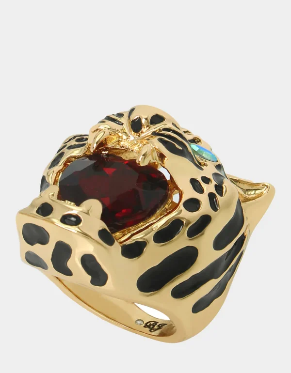 Betsey Johnson Charm School Cheetah Ring Red Cheap