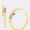 Betsey Johnson Charm School Pencil Hoops Gold Cheap