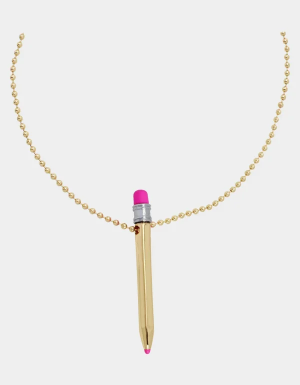 Betsey Johnson Charm School Pencil Pendant Gold Flash Sale