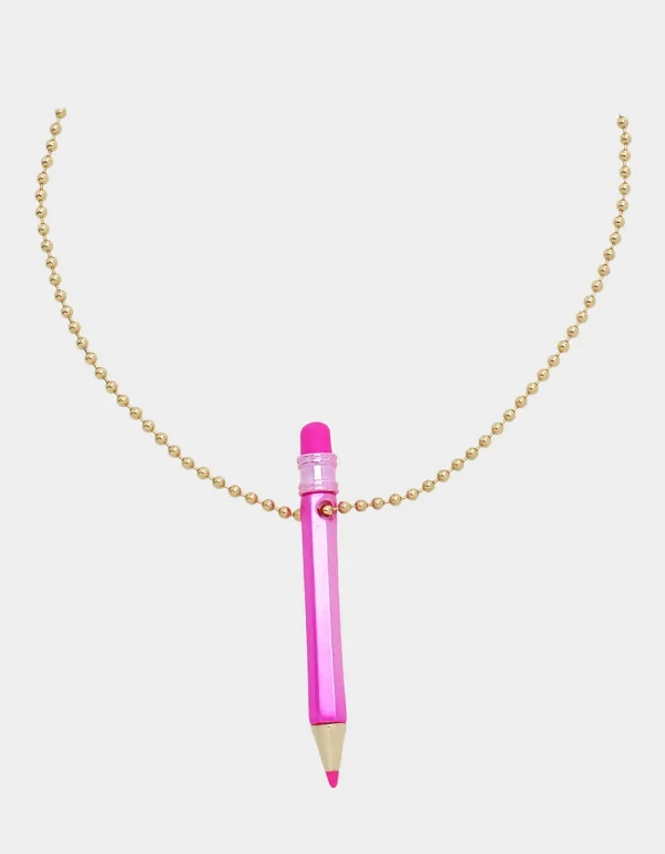 Betsey Johnson Charm School Pencil Pendant Pink Best Sale