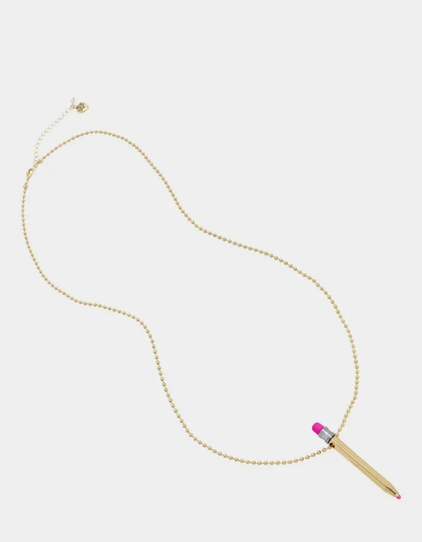 Betsey Johnson Charm School Pencil Pendant Gold Flash Sale