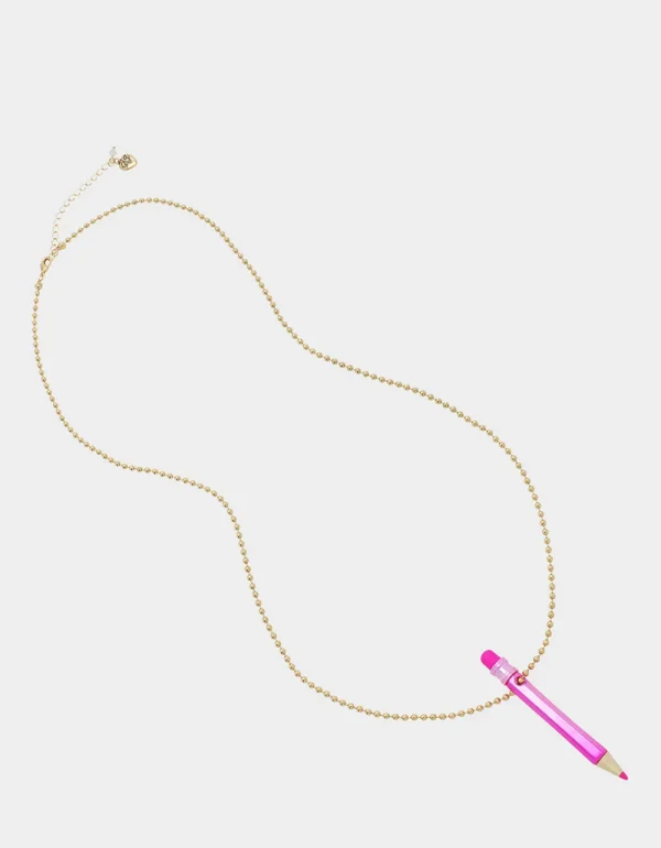 Betsey Johnson Charm School Pencil Pendant Pink Best Sale