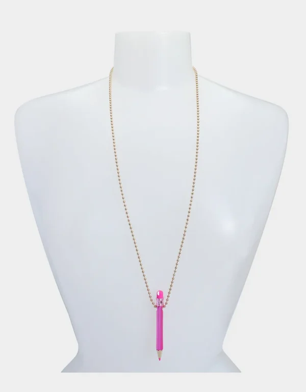 Betsey Johnson Charm School Pencil Pendant Pink Best Sale