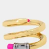 Betsey Johnson Charm School Pencil Ring Gold New