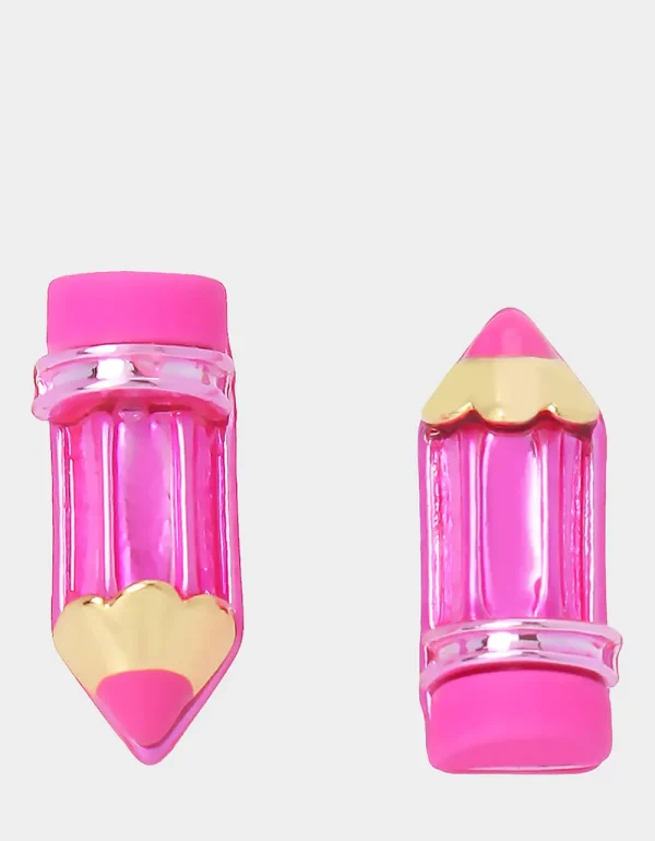 Betsey Johnson Charm School Pencil Studs Pink Outlet