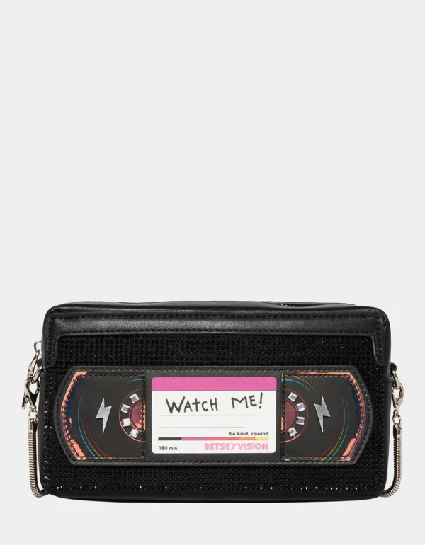 Betsey Johnson Kitsch Be Kind Rewind Vhs Crossbody Black Fashion