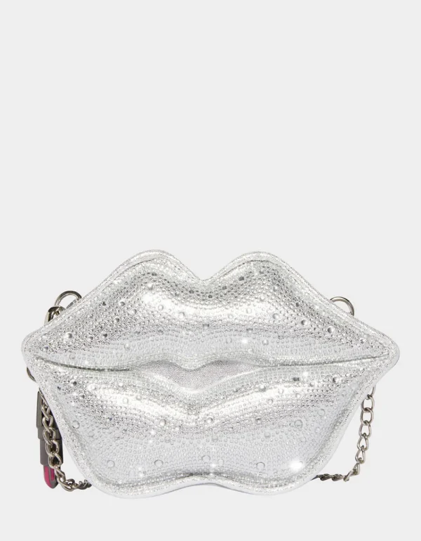 Betsey Johnson Kitsch Read My Lips Crossbody Silver Fashion