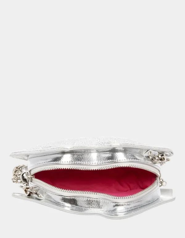 Betsey Johnson Kitsch Read My Lips Crossbody Silver Fashion