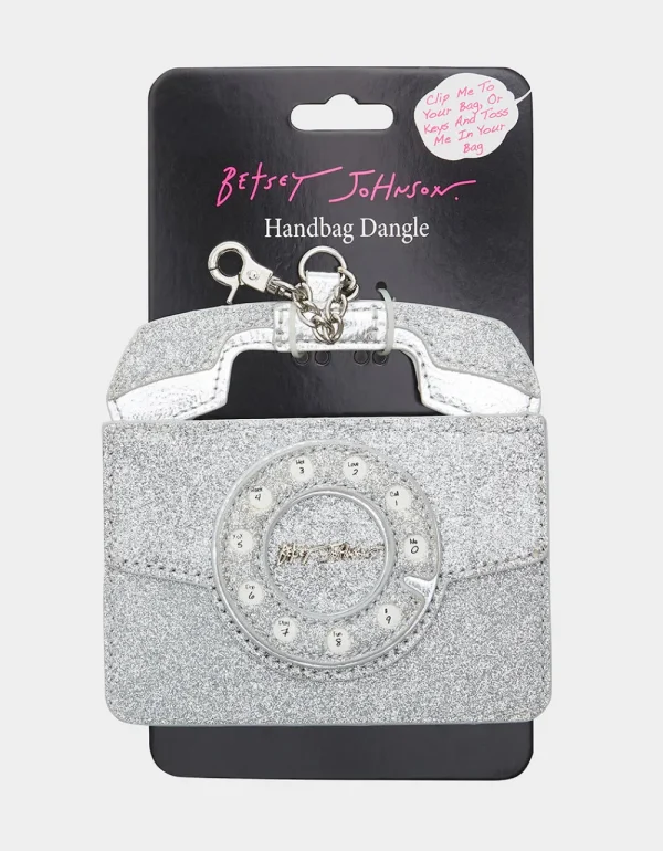 Betsey Johnson Kitsch Rhinestone Phone Card Case Silver Outlet