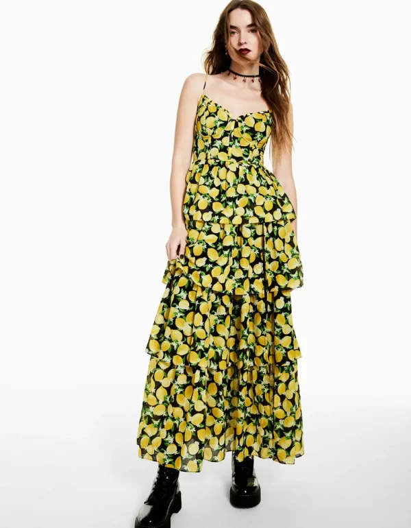 Betsey Johnson La La Lemons Maxi Dress Black Store