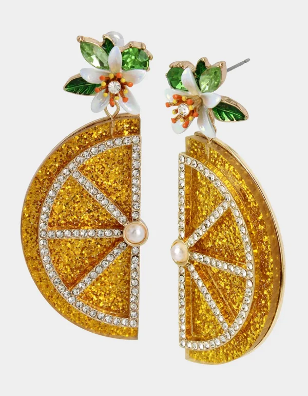 Betsey Johnson Lemon Drop Slice Statement Earrings Yellow Cheap