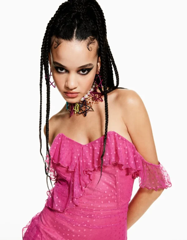 Betsey Johnson Meshing Around Strapless Mini Dress Pink Online