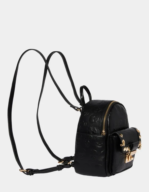 Betsey Johnson No Brainer Skull Mini Backpack Black New