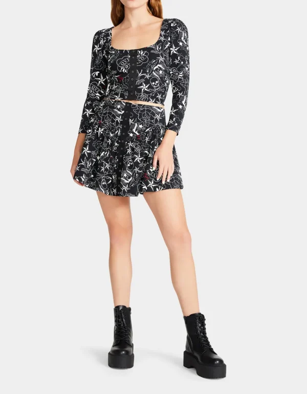 Betsey Johnson Pretty In Punk Vintage Inspired Flounce Mini Skirt Nt Tattoo Pri Best