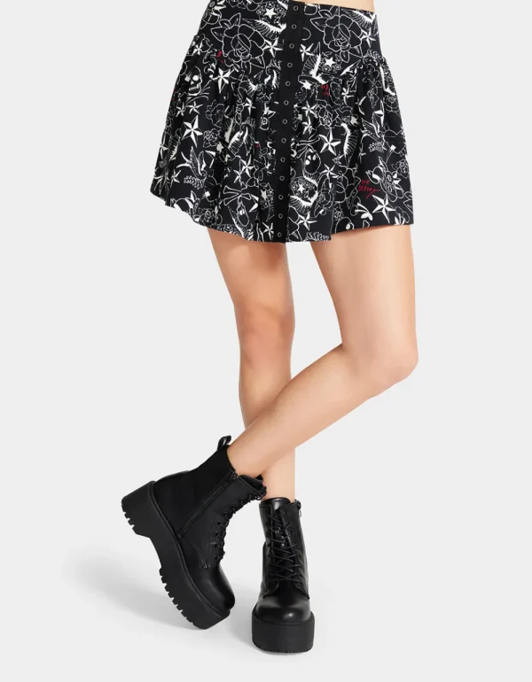 Betsey Johnson Pretty In Punk Vintage Inspired Flounce Mini Skirt Nt Tattoo Pri Best