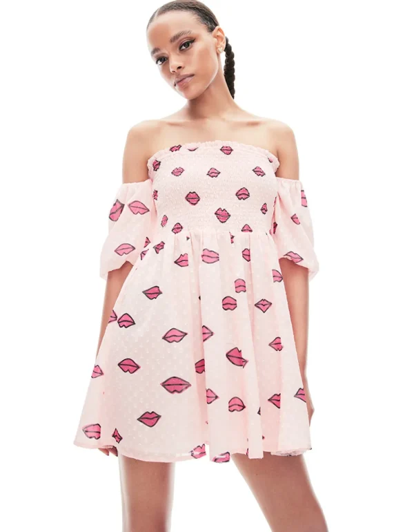 Betsey Johnson Pucker Up Mini Dress Pink Cheap