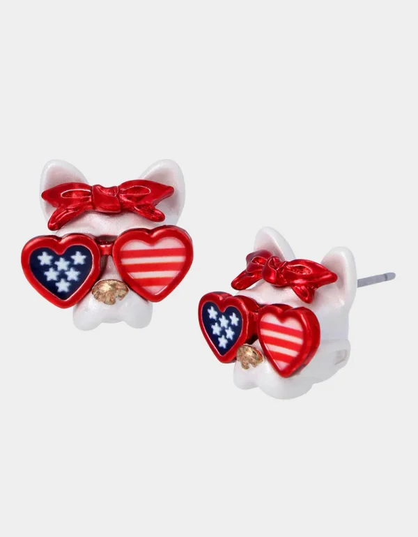 Betsey Johnson 4Th Of July Dog Sunglasses Studs Red/White/Blue Red White Blue Hot