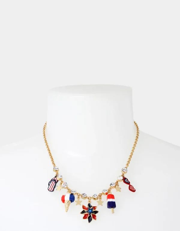 Betsey Johnson 4Th Of July Pinwheel Short Pendant Red/White/Blue Red White Blue Flash Sale