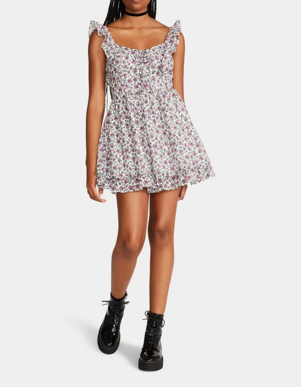 Betsey Johnson Vintage Ditsy Floral Mini Dress White Multi Best Sale