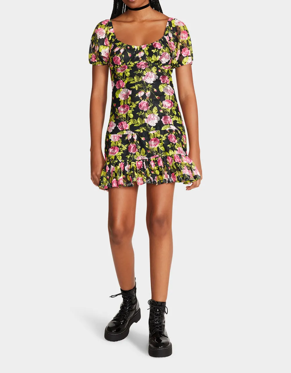 vintage_floral_mini_dress_0.webp Betsey Johnson Vintage Floral Mini Dress Black Flash Sale