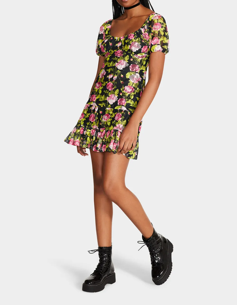 vintage_floral_mini_dress_5.webp Betsey Johnson Vintage Floral Mini Dress Black Flash Sale