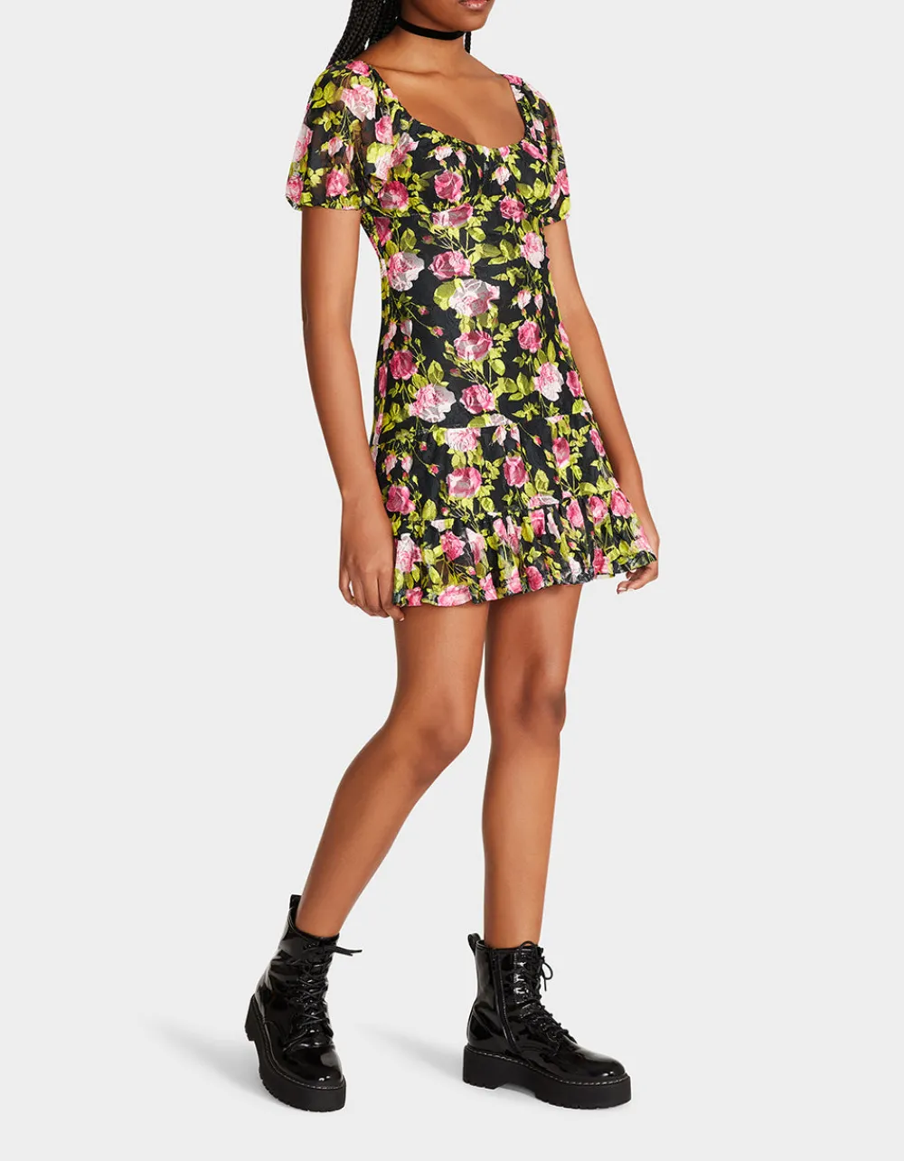 vintage_floral_mini_dress_6.webp Betsey Johnson Vintage Floral Mini Dress Black Flash Sale