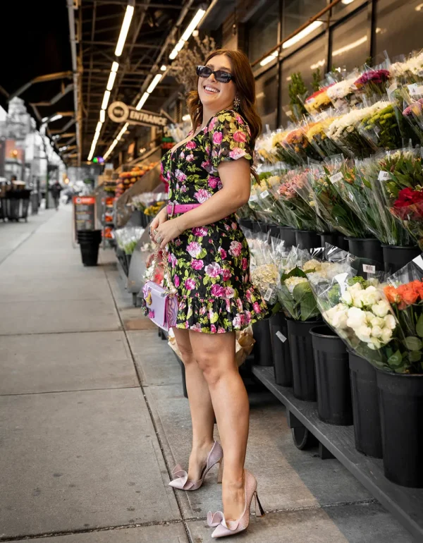 Betsey Johnson Vintage Floral Mini Dress Black Flash Sale